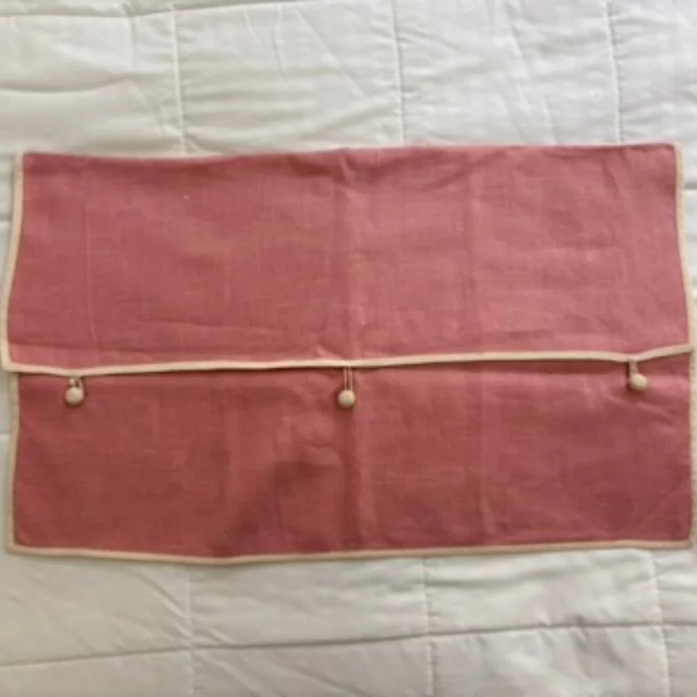 Vintage Linen Button Folding Lingerie/Laundry Travel /storage Bag